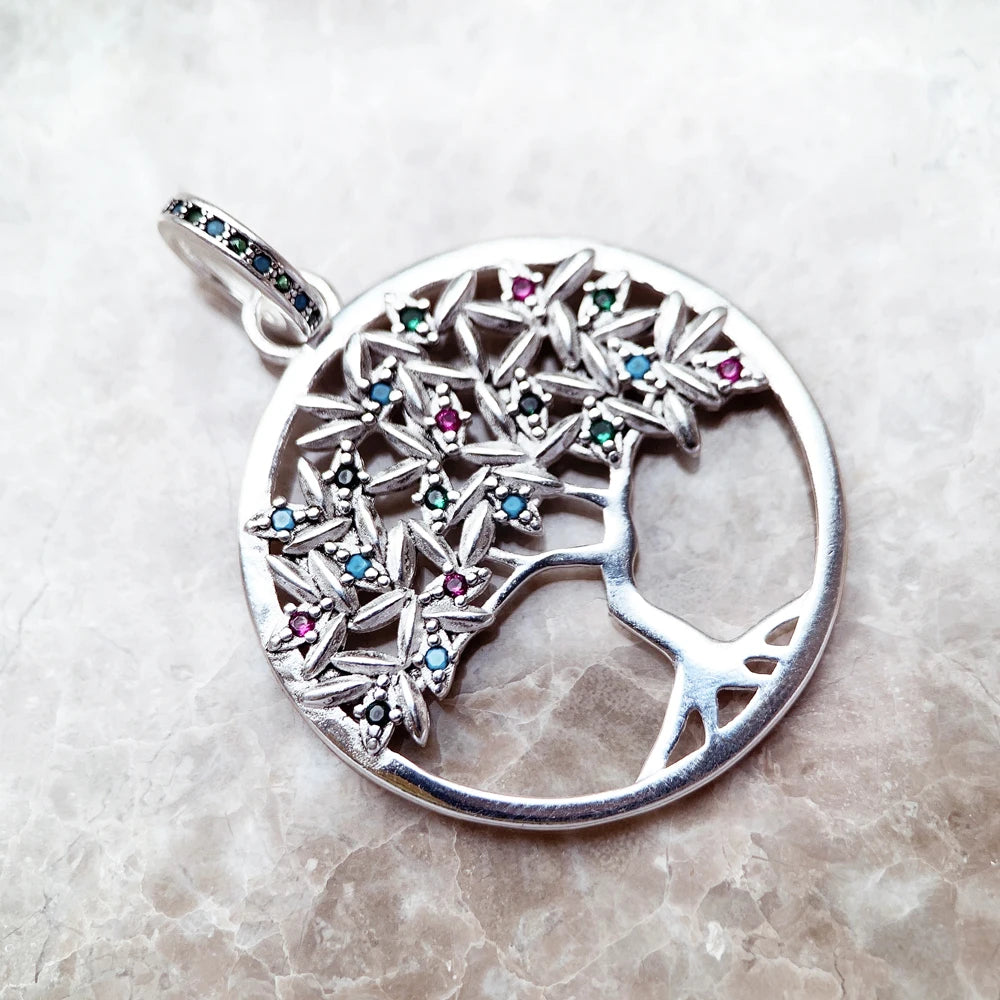 Tree of life silver hänge med stenar 925 Sterling Silver