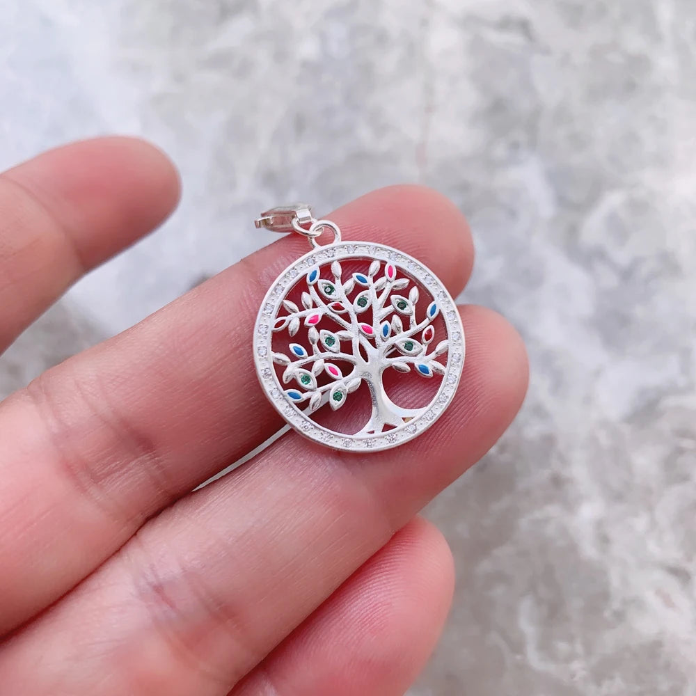 Tree of life silver hänge med stenar 925 Sterling Silver