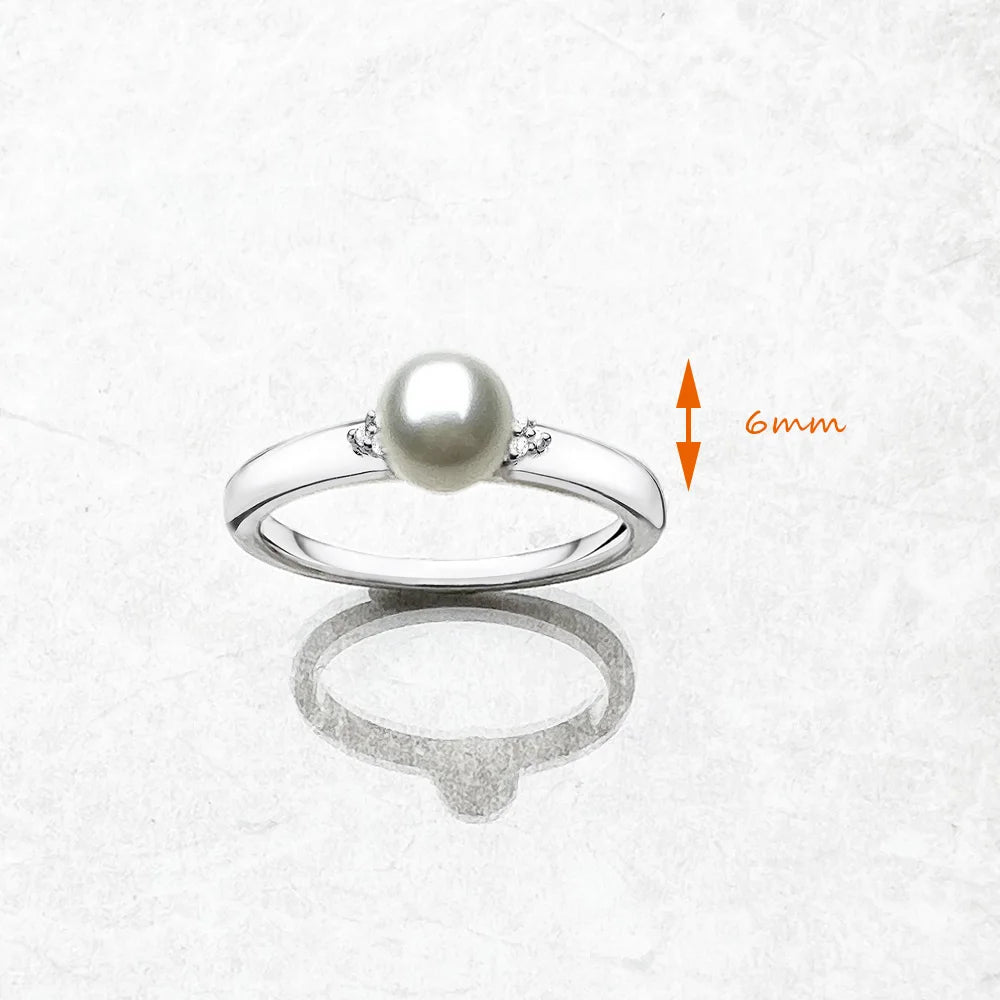 Pearl And Zircon Ring  925 Sterling Silver